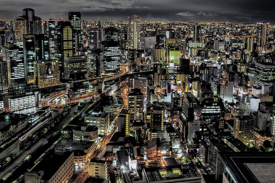Osaka by night Photograph by Yancho Sabev Art