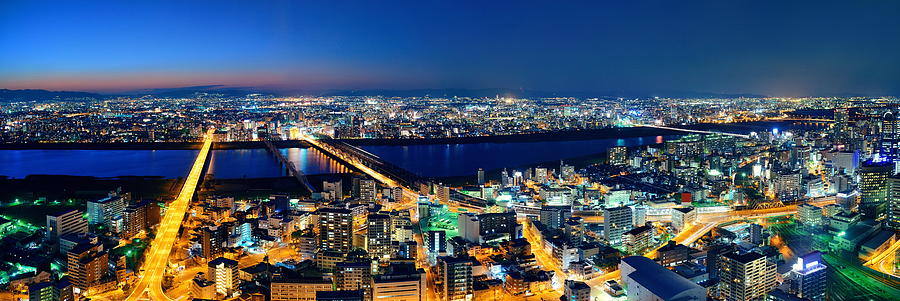 Osaka night rooftop view Photograph by Songquan Deng