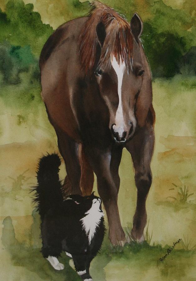 Horse Painting - Oscar and Friend by Jean Blackmer Horse Painting - Oscar and Friend by Jean Blackmer
