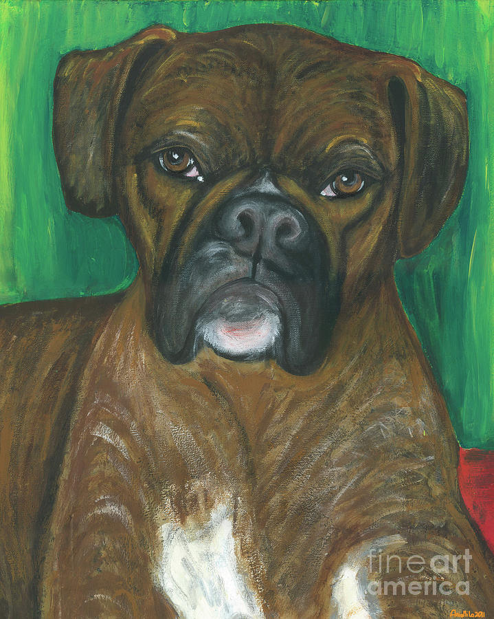 Oscar the Boxer Painting by Ania M Milo