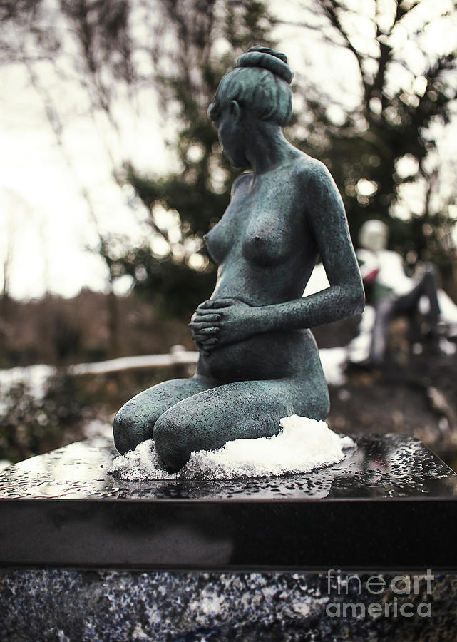 Winter Photograph - Oscar Wilde And His Pregnant Wife Statues 5 by Alex Art