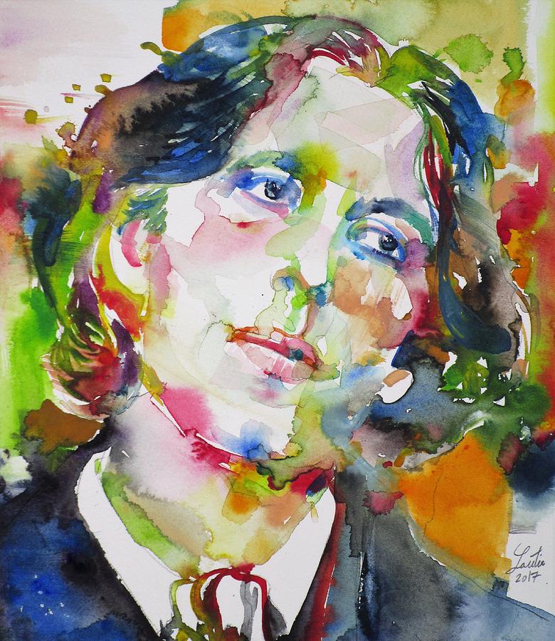 OSCAR WILDE - watercolor portrait.23 Painting by Fabrizio Cassetta
