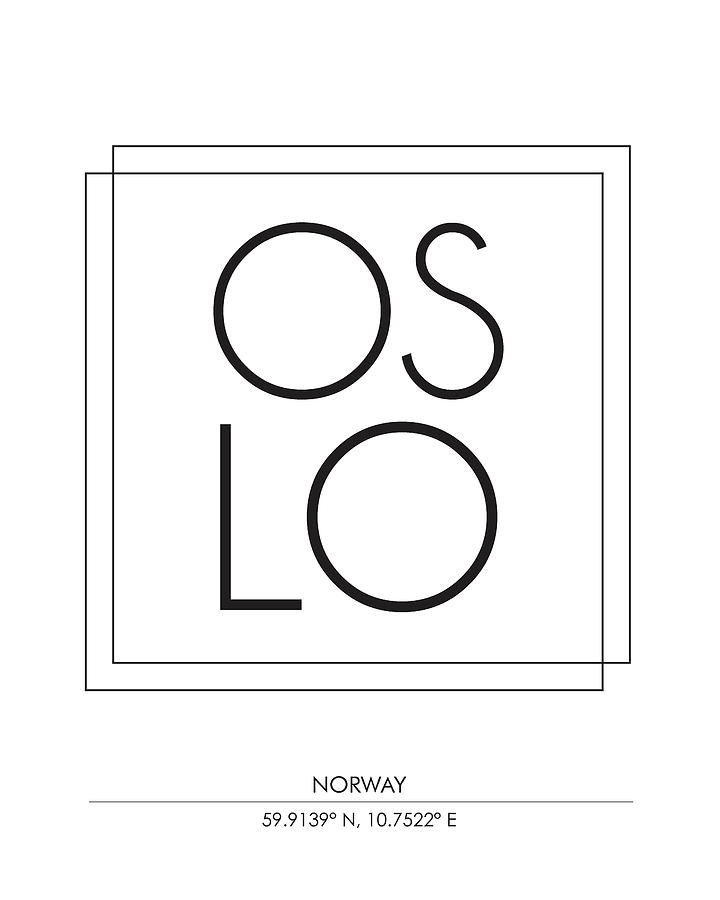 Oslo, Norway - City Name Typography - Minimalist City Posters #1 Mixed Media by Studio Grafiikka