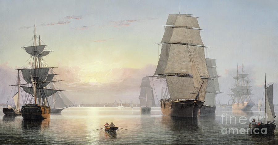 Boston Harbor, Sunset Painting by Fitz Henry Lane