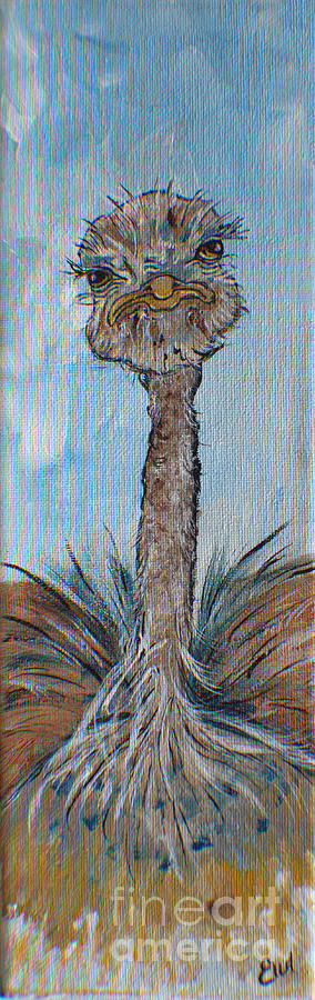 Ostrich - Colorful Whimsical Art - 216 Painting by Ella Kaye Dickey