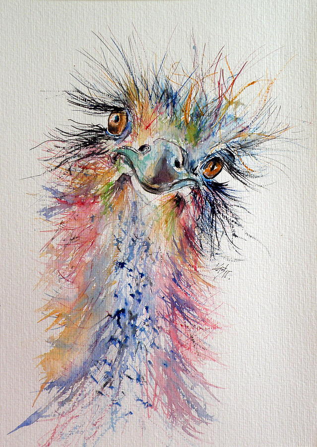 Ostrich Painting by Kovacs Anna Brigitta