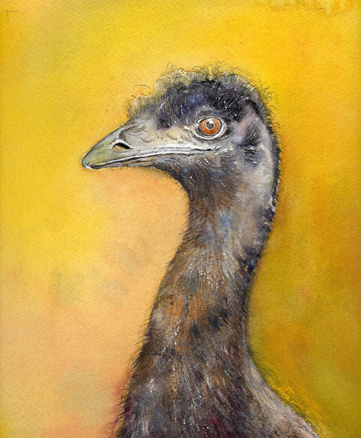 Ostrich Portrait Painting by Maureen Moore