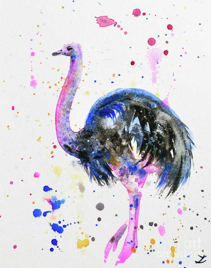 Ostrich Painting by Zaira Dzhaubaeva