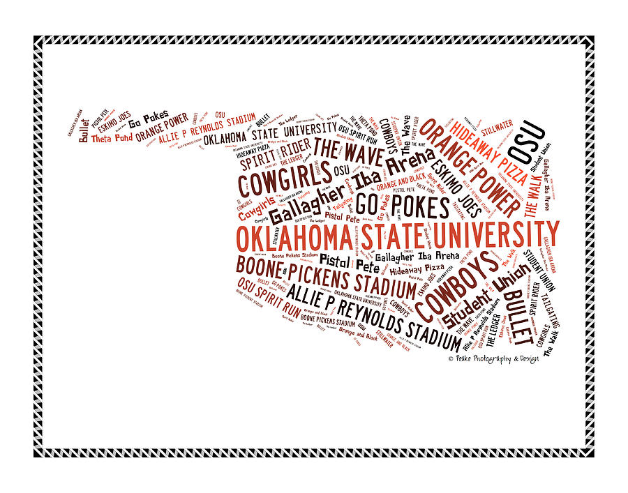 OSU Oklahoma State Words Digital Art by Bert Peake
