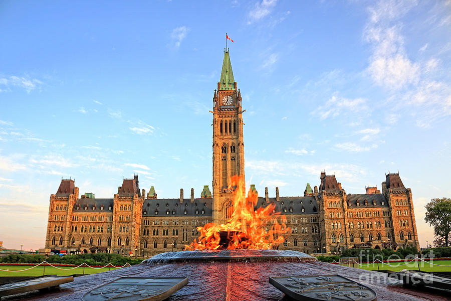 Ottawa Parliament Hill with Centennial Flame Photograph by Charline Xia