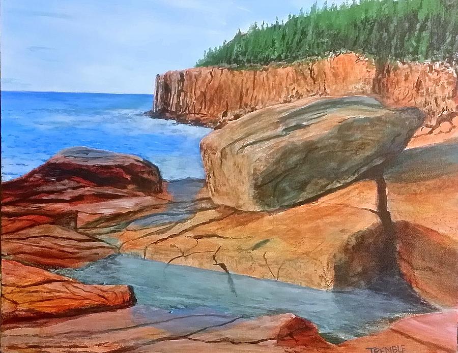 Otter Cliff Boulder Painting by William Tremble