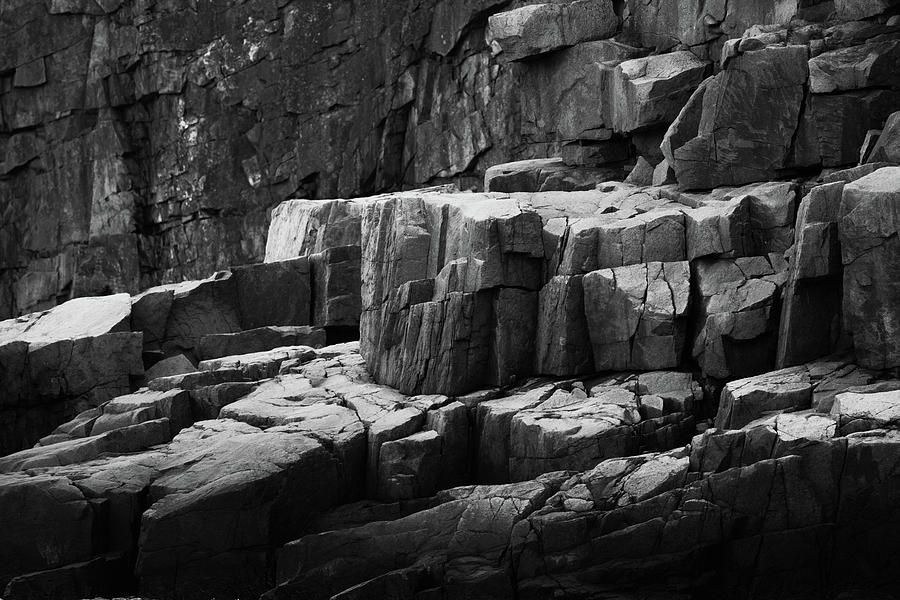 Black And White Photograph - Otter Cliff Detail in Black and White by Rick Berk