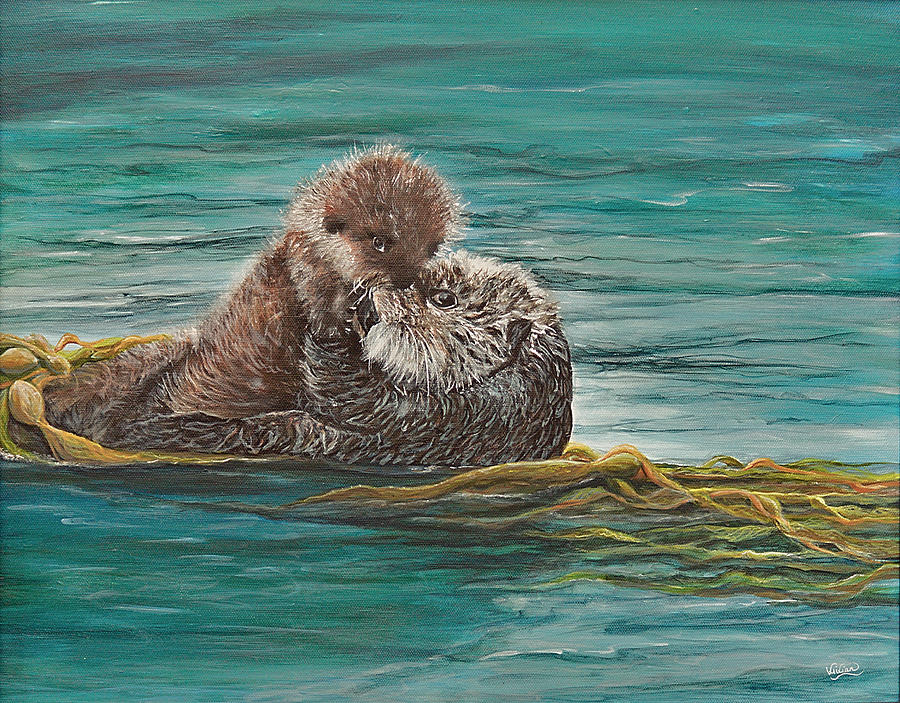 Wildlife Painting - Otter Pup by Vivian Casey Fine Art