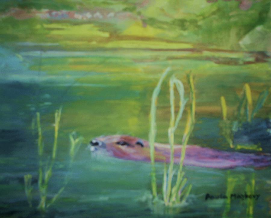 Otters World Painting by Paula Maybery