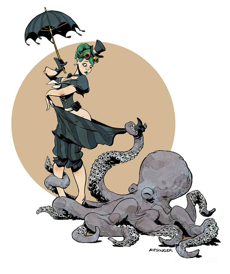Octopus Digital Art - Otto By The Sea by Brian Kesinger