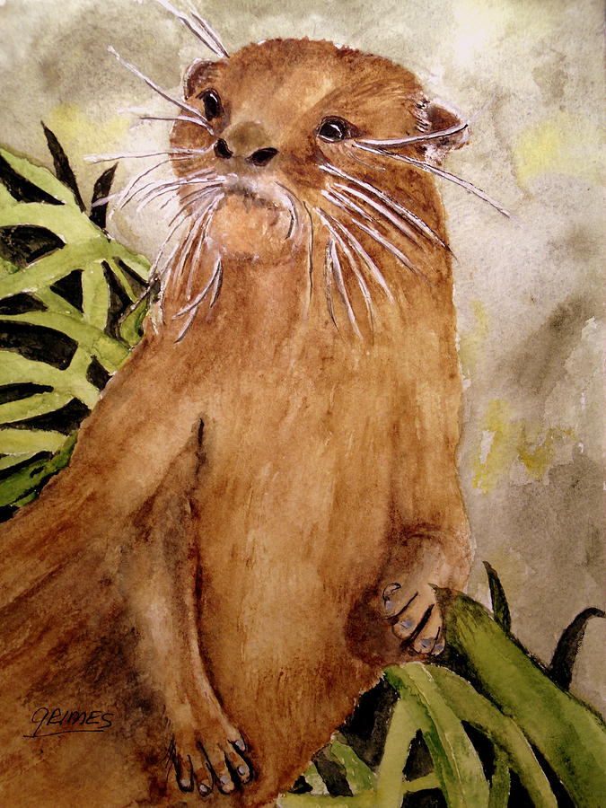 Otto the River Otter Painting by Carol Grimes