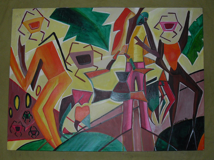 Ou Se An Krab - 1992 Painting by Nicole VICTORIN