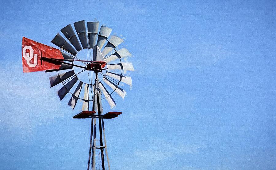 University Of Oklahoma Digital Art - OU Sooners Windmill by JC Findley