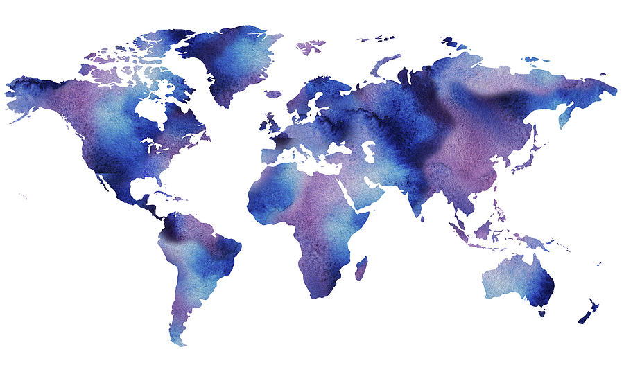 Our Beautiful Watercolor World Map Painting by Irina Sztukowski