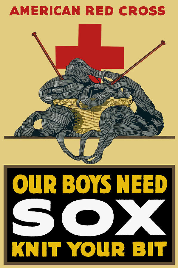 Red Cross Painting - Our Boys Need Sox - Knit Your Bit by War Is Hell Store