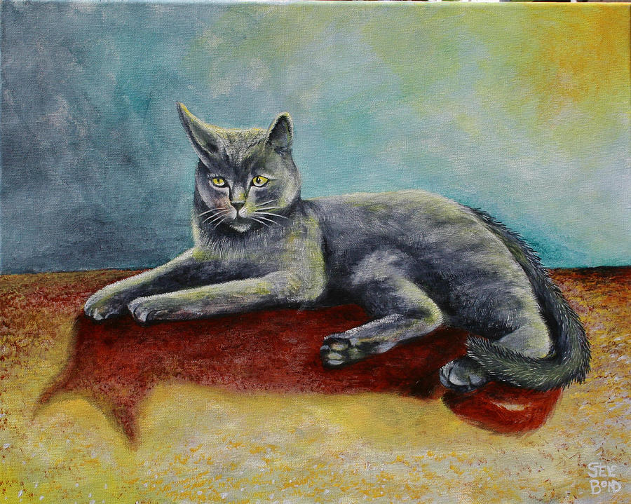 Our Cat Booty Painting by Virginia Bond