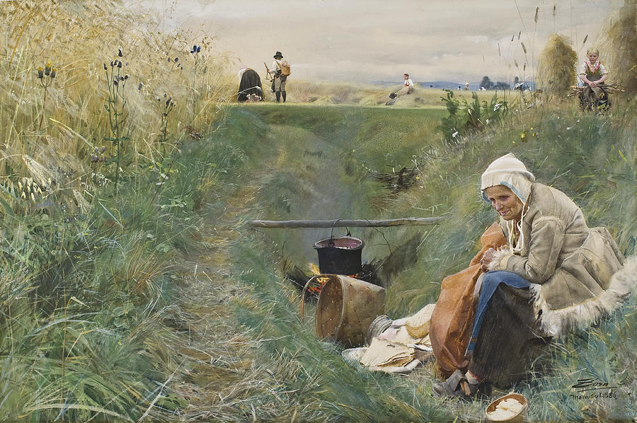 Landscape Drawing - Our Daily Bread by Anders Zorn