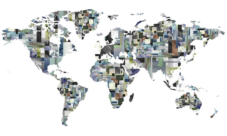 Our Digital World Map In Watecolor Painting by Irina Sztukowski