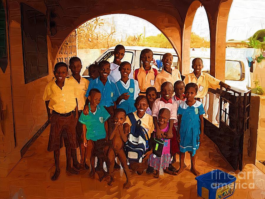 Ghana Painting - Our Kids in Ghana by Deborah Selib-Haig