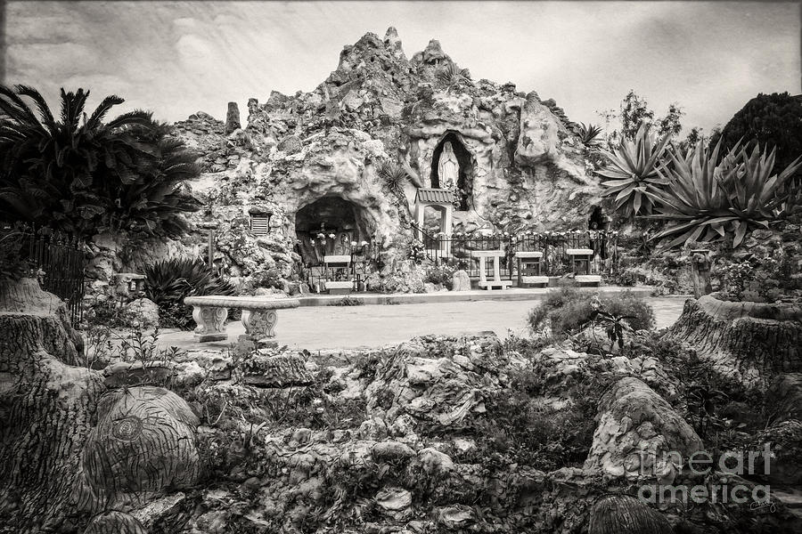 Our Lady of Lourdes Grotto in Sepia Photograph by Imagery by Charly
