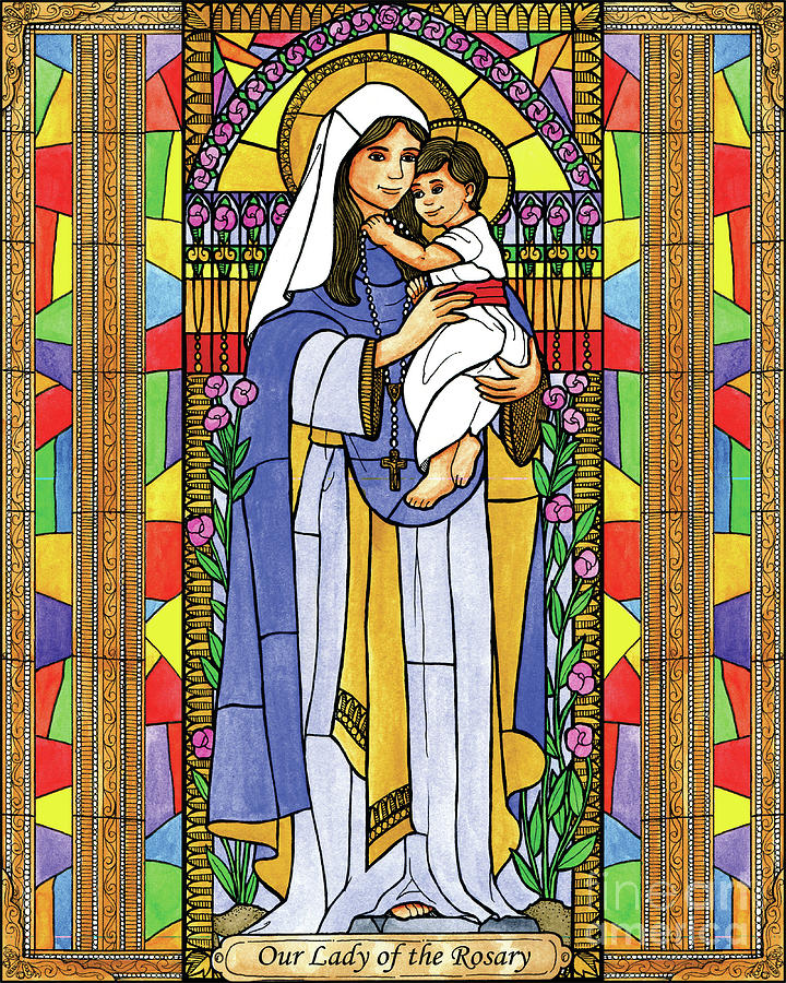 Our Lady of the Rosary Painting by Brenda Nippert