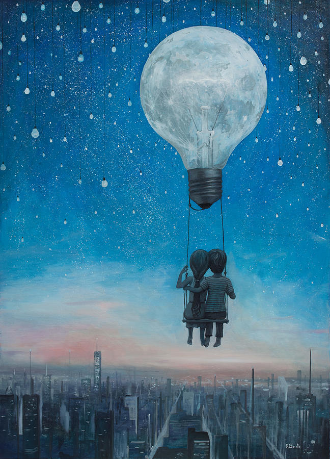 City Painting - Our Love will Light The Night by Adrian Borda