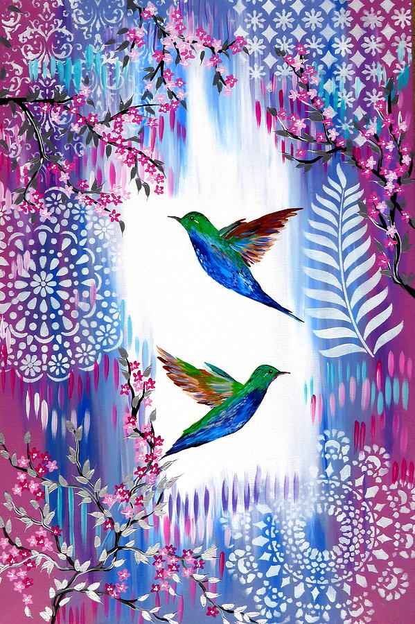 Hummingbird Painting - Our Paths Entwined by Cathy Jacobs