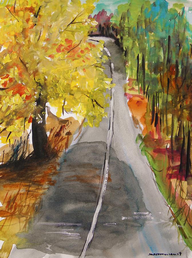 Our Road with Yellow Maple Painting by John Williams