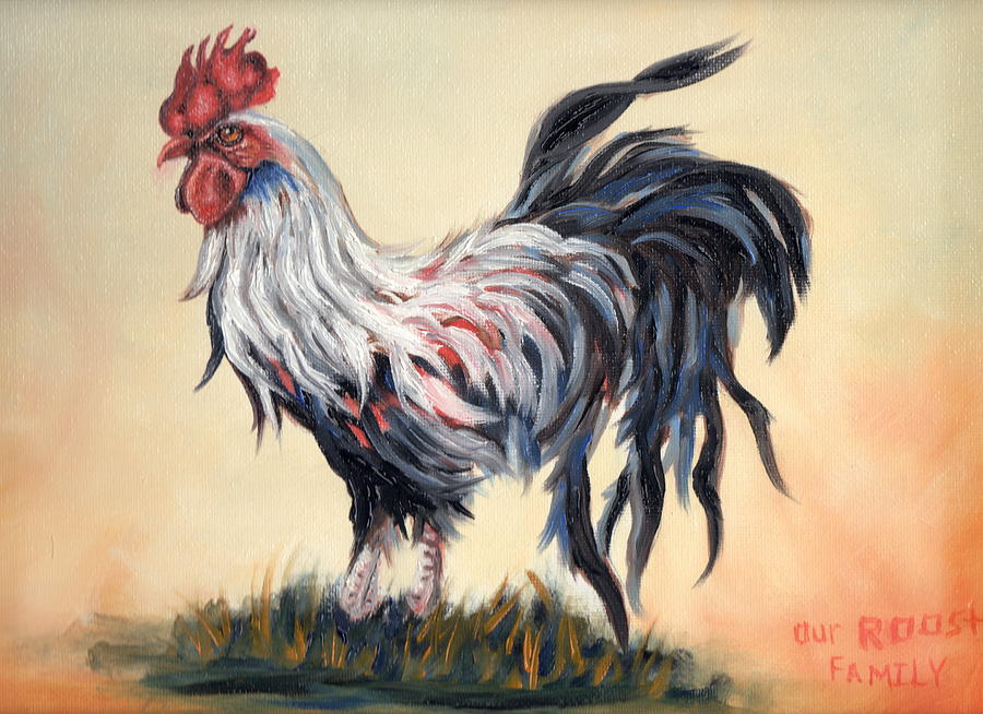Our Rooster Family Painting by Theresa Cangelosi