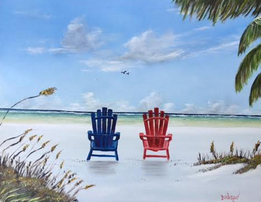 Beach Painting - Our Spot On Siesta Key by Lloyd Dobson