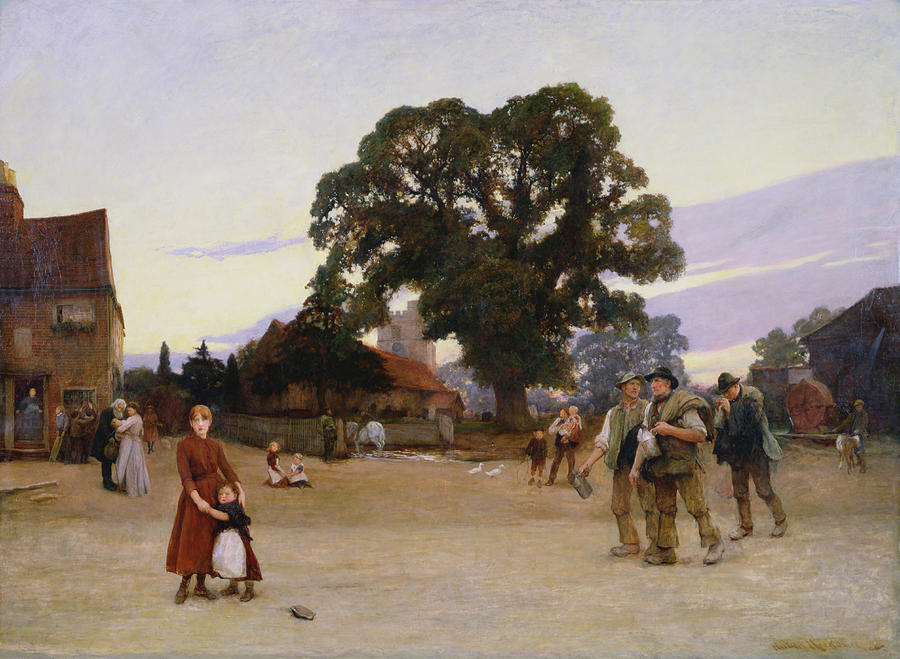 Sunset Painting - Our Village by Hubert von Herkomer