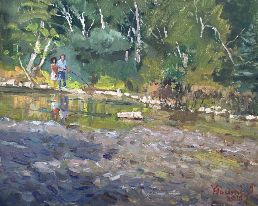 Tree Painting - Out Fishing with Viola  by Ylli Haruni
