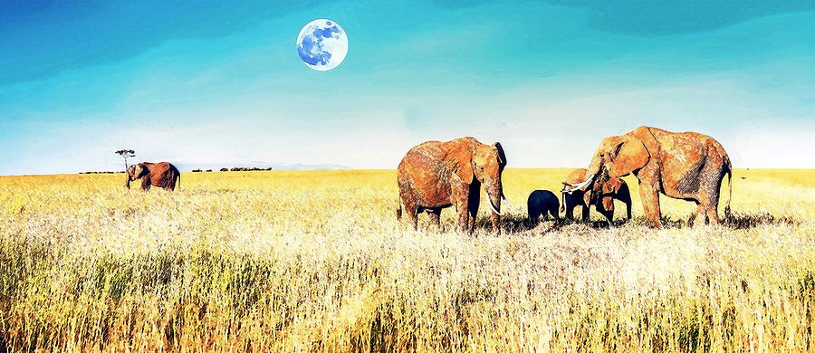 Out in the serengeti Painting by Celestial Images