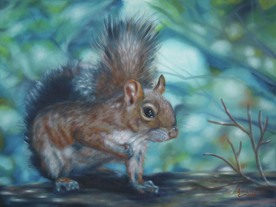 Squirrel Painting - Out on a Limb by Jana Withers Squirrel Painting - Out on a Limb by Jana Withers