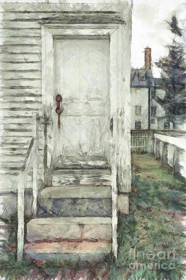 Colored Pencil Photograph - Out the Back Door Pencil by Edward Fielding
