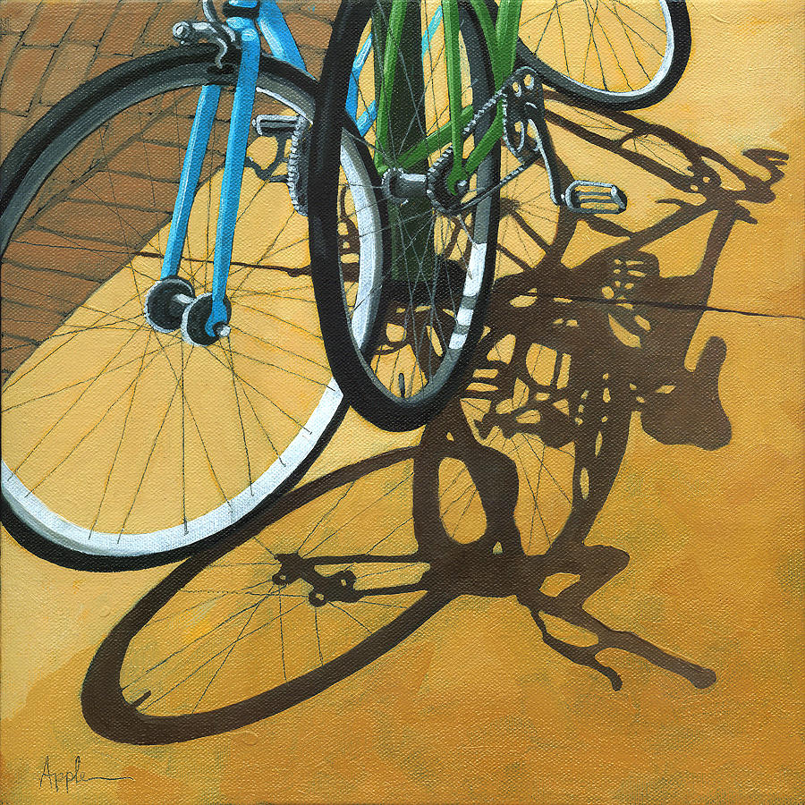 Bicycle Painting - Out to Lunch by Linda Apple