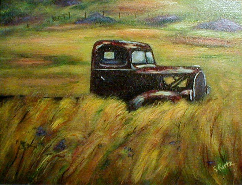 Vintage Truck Painting - Out To Pasture by Gail Kirtz Vintage Truck Painting - Out To Pasture by Gail Kirtz