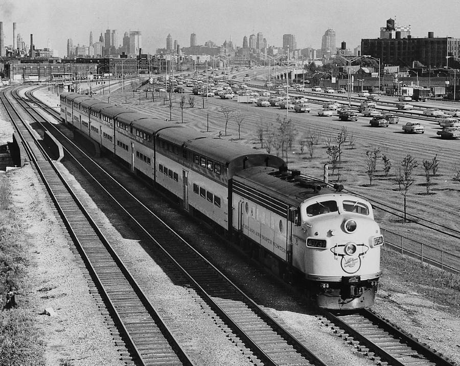 Outbound Train On Kennedy Expressway - 1961 Photograph by Chicago and North Western Historical Society