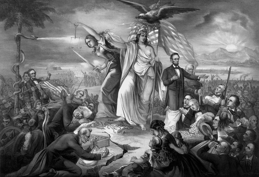 Abraham Lincoln Drawing - Outbreak Of Rebellion In The United States 1861 by War Is Hell Store