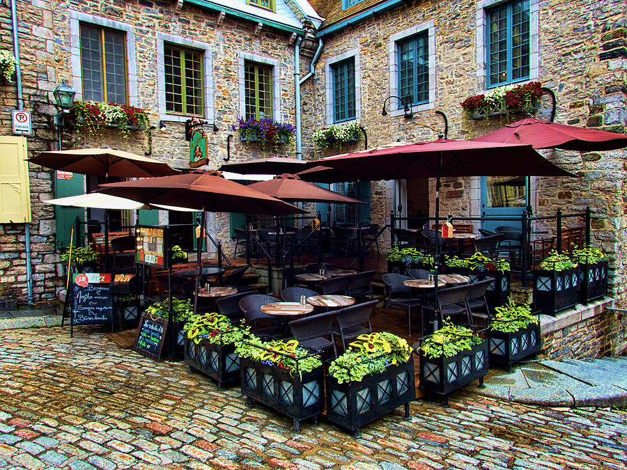 Outdoor French Cafe In Old Quebec City Photograph