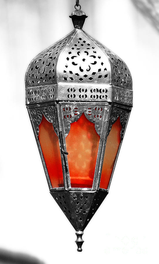 Outdoor Patina Copper Red Hanging Antiqued Indian Lantern Lamp Color Splash Diffuse Glow Digital Art Photograph by Shawn OBrien