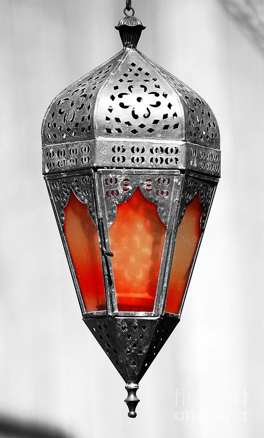 Outdoor Patina Copper Red Hanging Antiqued Indian Lantern Lamp Color Splash Digital Art Photograph by Shawn OBrien