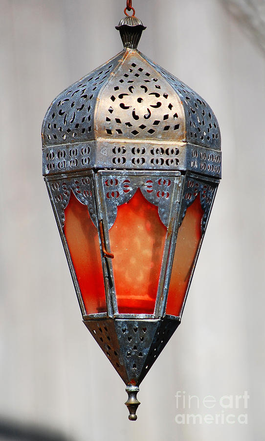 Outdoor Patina Copper Red Hanging Antiqued Indian Lantern Lamp Photograph by Shawn OBrien