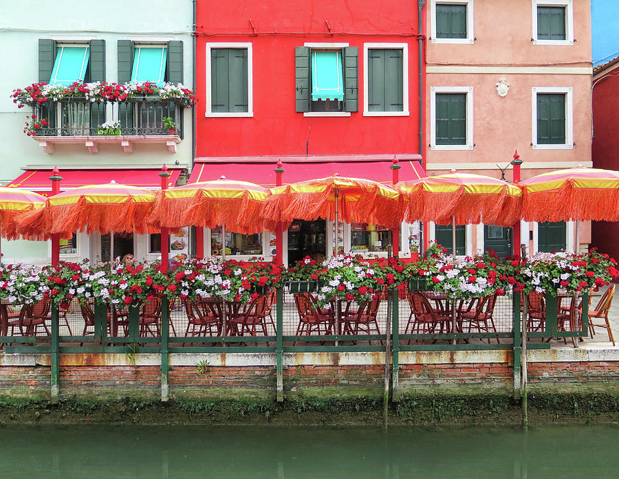 Outdoor Restaurant In Burano Photograph by Dave Mills