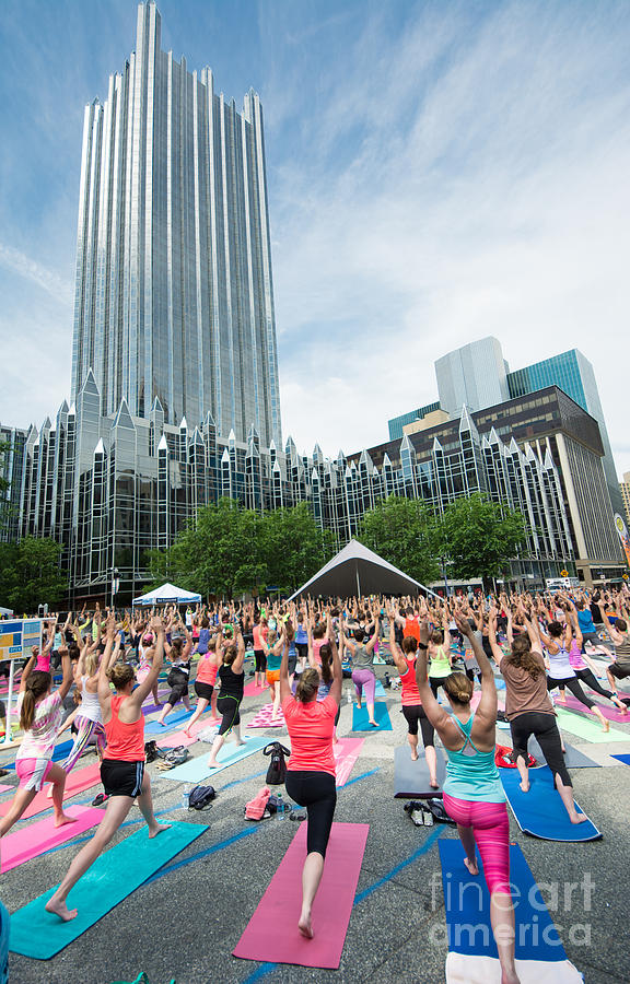 Outdoor Yoga Class Market Square Pittsburgh Pennsylvania Photograph by Amy Cicconi